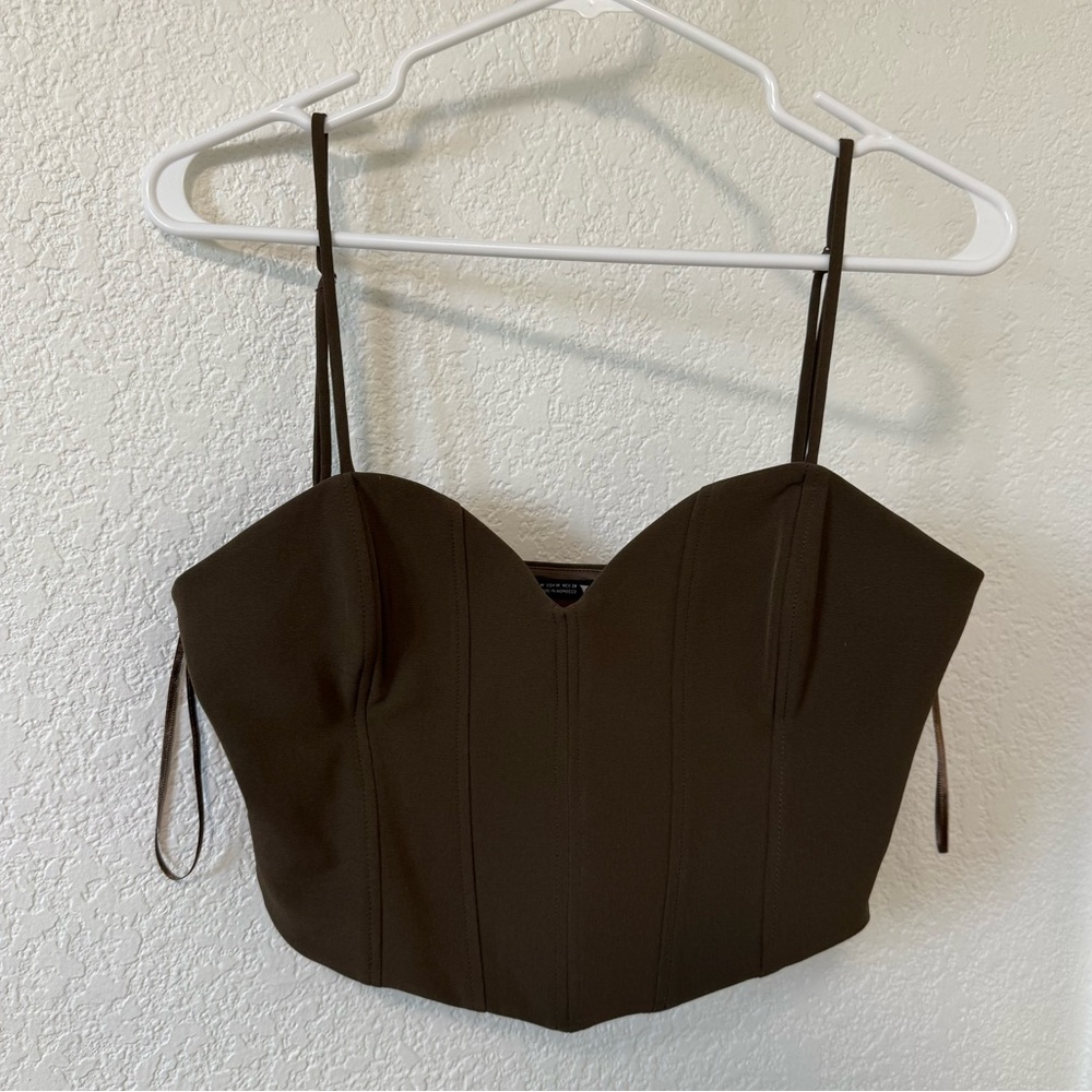 Zara Olive Bustier Crop Top
